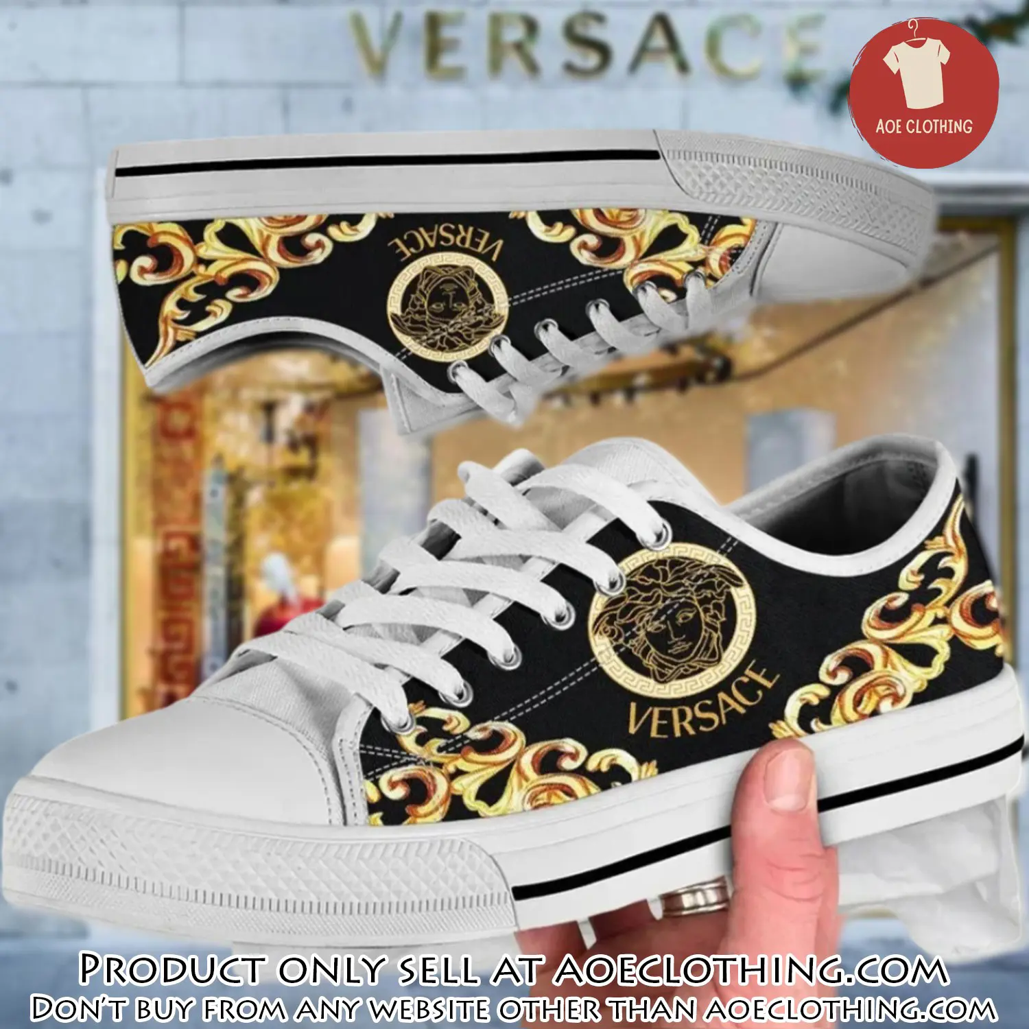 Versace medusa pattern low top canvas shoes luxury brand gifts for men women aoe1502718